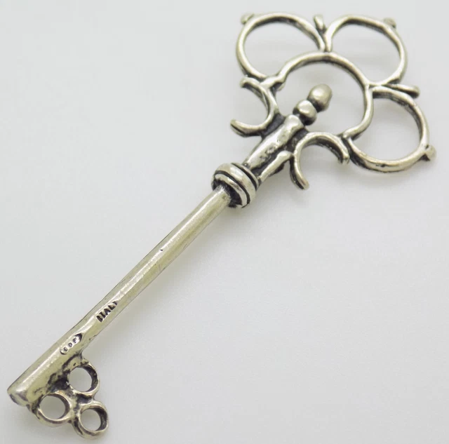 Vintage IN Argento Massiccio Italiano Fatto a Mano Decorativa Vita Misura Chiave