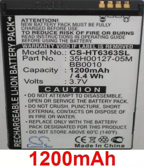 Batterie 1200mAh type 35H00127-05M BB0010 BB96100 Pour HTC A3333