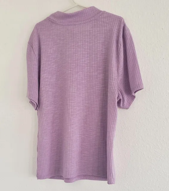 Pink Republic Purple Ribbed Knit Short Sleeve Top Junior's Large