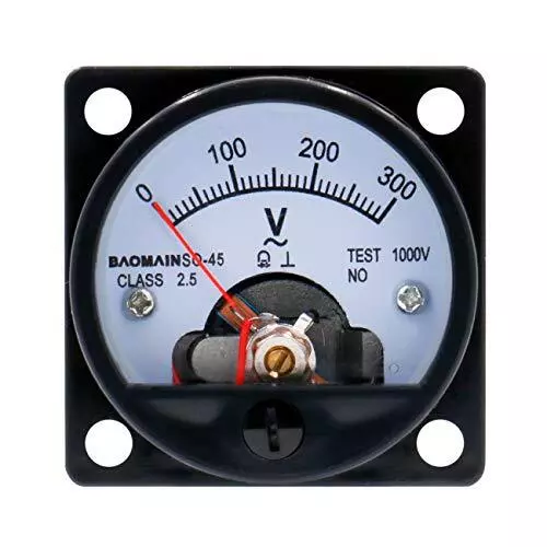Analog Dial Panel Meter Voltmeter Gauge SO-45 AC 0-300V Round Black