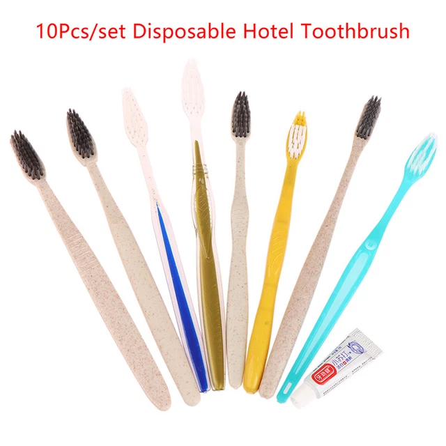10 piezas cepillo de dientes desechable de hotel cepillo de dientes portátil de viaje con pasta de dientes BII