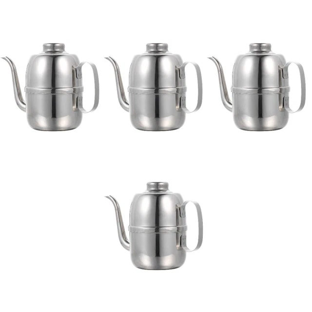 Set 4 Oil Spout Stainless Steel Oil Pot Sauce Container Lid Vinegar Jar