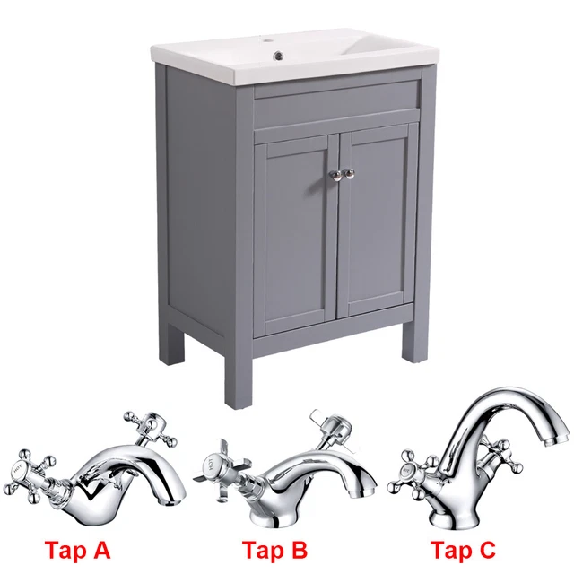 BATHROOM SINK VANITY Unit Traditional Grey Storage Basin Mixer