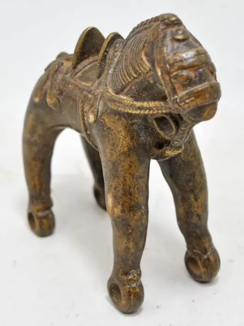 Latón Antiguo Standing Caballo Figura Original Antiguo Hecho a Mano Labrado