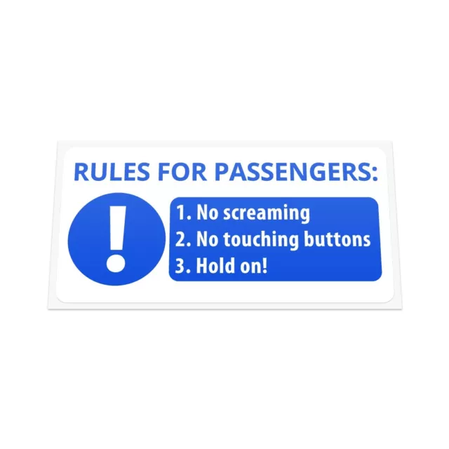 RULES FOR PASSENGERS Funny Novelty Car Dashboard Window Sign Vinyl Decal Sticker