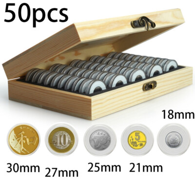 Cestello Portaoggetti Contenitore for monete contenitore da collezione commemorativo con display in legno Contenitore da collezione for monete Contenitore for espositore for monete Contenitore for co 
