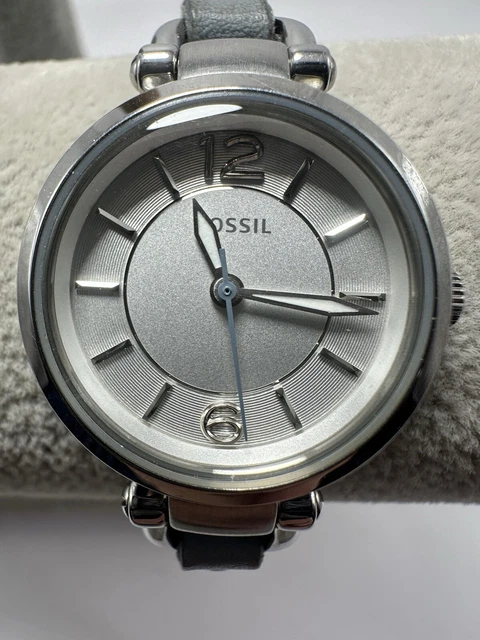FOSSIL ES3822 WOMENS Watch New Battery 26MM 7.5 Leather Band Silver Tone Q 24.99 PicClick