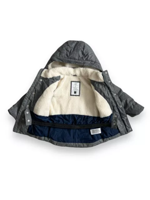 Gap Baby Gap Puffer Jacket Warm Sherpa Lined Water Repellent Toddler Neutral 3T