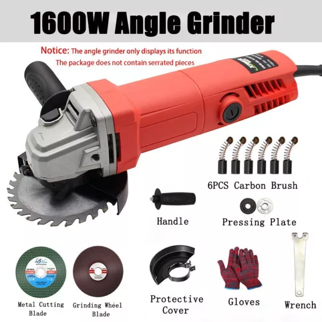 1100W Electric Angle Grinder 100mm 4" Heavy Duty Cutting Grinding 220V UK Plug