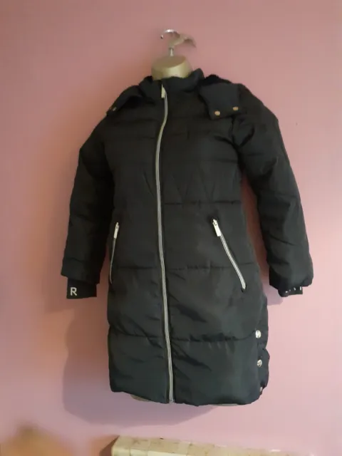 Girls Black Ted Baker Padded Coat with Fur Hood Age 7  yrs