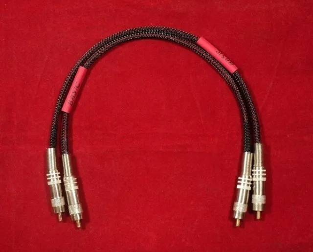 Basic pure silver wire audio interconnect w/Type B RCA -  Black- 1 foot length