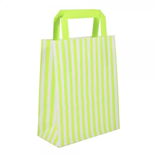 White Brown Candy Stripe SOS Paper Bags Carrier Bags With Handles For Party Gift