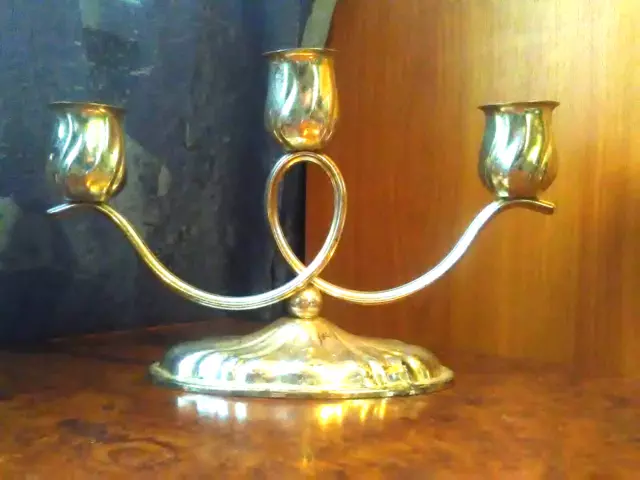 Kerzenhalter Leuchter Kandelaber Tulpen versilbert Art Deco Mid Century Vintage