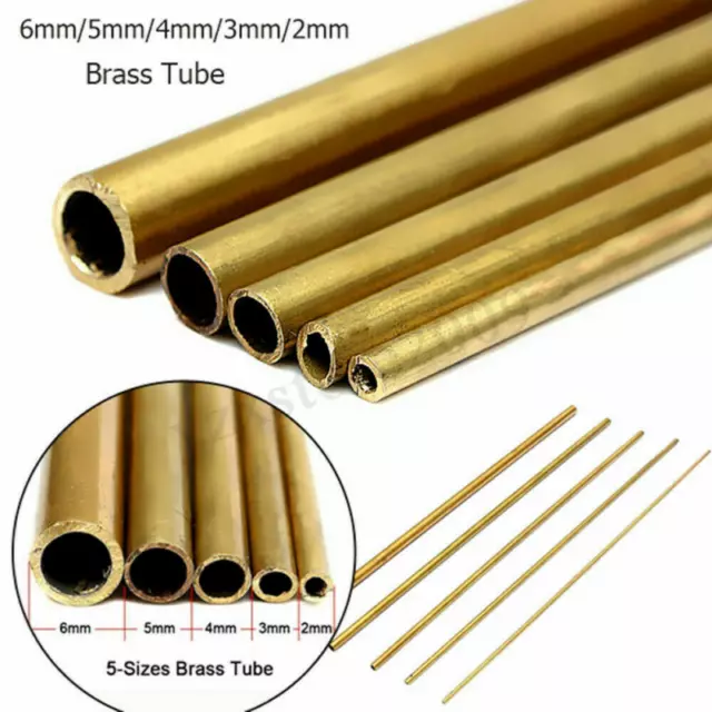 Brass Tube Pipe Model Tubing Round 2mm 3mm 4mm 5mm 6mm Long 300mm Wall 0.5mm