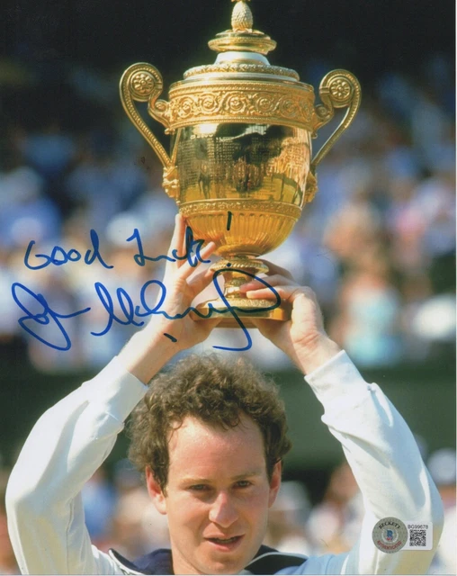 John McEnroe US OPEN Autographed Signed WIMBLEDON Tennis 8x10 Photo Beckett BAS