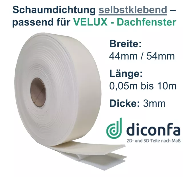 Dichtung weiß für VELUX Dachfenster Lüftungsklappe Holz Kunststoff 44mm 54mm