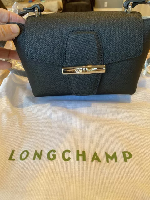 NWT Longchamp Roseau Mini Sml Crossbody Bag BLACK Made in France AUTHENTIC