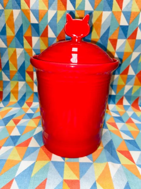 FIESTAWARE NEW 1st with tag CAT treat pet small Scarlet CANISTER w/ lid FIESTA