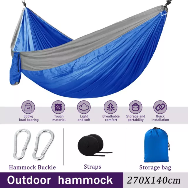 Outdoor Camping Hammock Nylon Travel Hanging Sleeping Bed Swing Chair Gear Patio