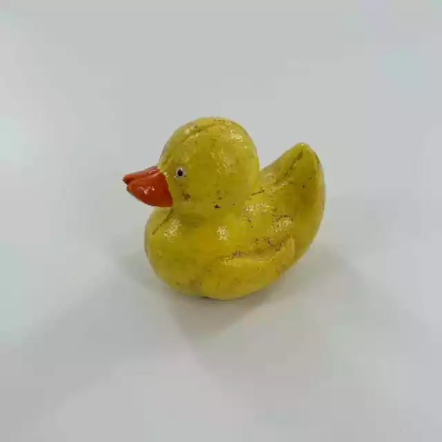Yellow Cast Iron Duck Figurine Vintage Reproduction 3 Inches 3