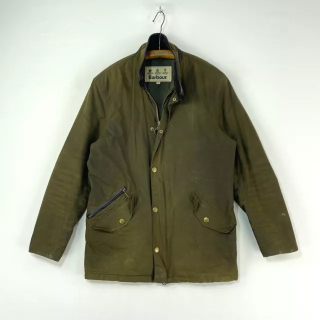 Barbour Prestbury Wax Jacket Mens Small Green Classic Country Outdoor Rain Coat