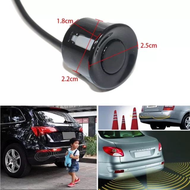 4Pcs Black Parking Sensors Car Reverse Backup Rear Radar Alert System Buzzer KIT