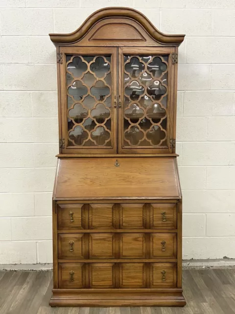 Vintage Jasper Style Drop Front Secretary Desk and Cabinet