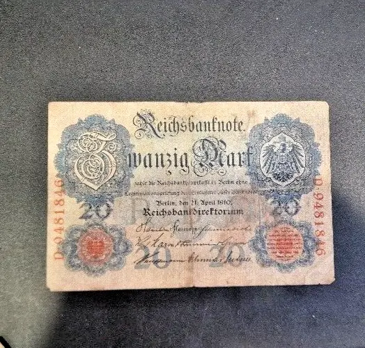 Banknote Deutschland - Deutsches Reich - Reichsbanknote - 20 Mark - 1908