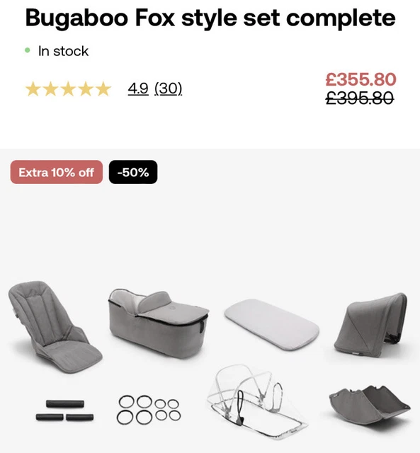 Nuevo Bugaboo Fox Juego Estilo Completo Colección Minerales Raro Gris Claro Precio de venta sugerido por el fabricante £395 En Caja