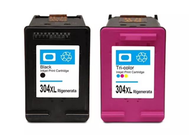 ✅ Kit 2 Cartucce Rigenerate Hp 304 Xl Nero+Colore Stampante Deskjet 3700 3720  ✅