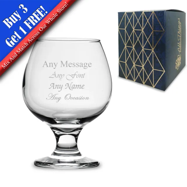 Personalised Engraved 390ml Brandy/Cognac Snifter Glass, Gift Boxed