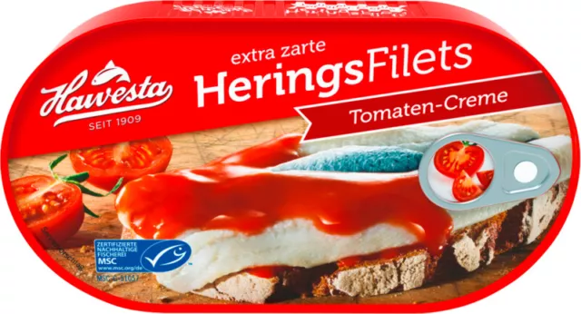 Hawesta - Heringsfilets in Tomaten Creme - Tomatensauce 10er (10x200g)