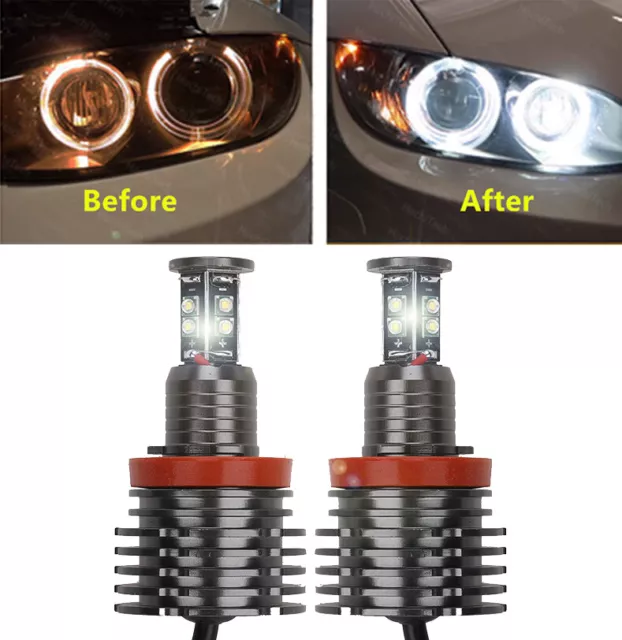 2x 120W H8 LED Angel Eyes anelli luce di posizione per BMW E60 E61/71/70/82 LCI E90 E91