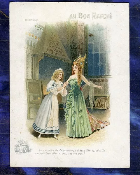 grand Chromo Au Bon Marche bm252 Cendrillon Cinderella Fee Fairy Old Trade Card
