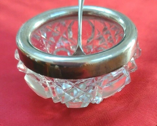 Set Cucchiaio Sale e Piatti Vintage ARGENTO MASSICCIO x2 Contrassegnati L&S, MBRO UK