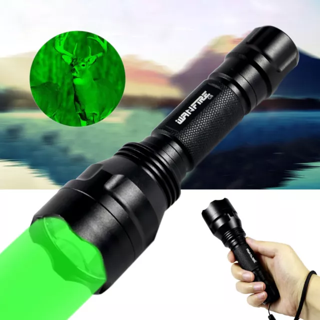 Tactical 8000LM Flashlight Lamp Hunting Air Rifle Torch Scope Mount Green Light