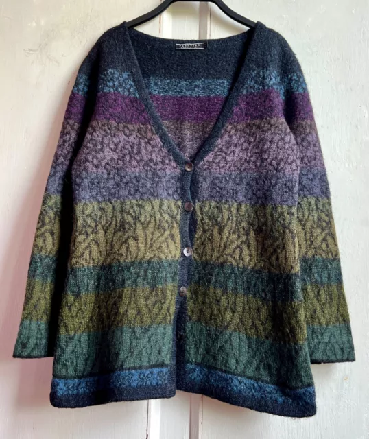 Schöne *PERUANISCHE VERBINDUNG* Bunte Alpaka Seidenmix Jacke Cardigan M