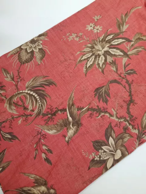 French General Fabric Bird Floral Rustic Red Josephine Cotton Quilt FAT QUARTER