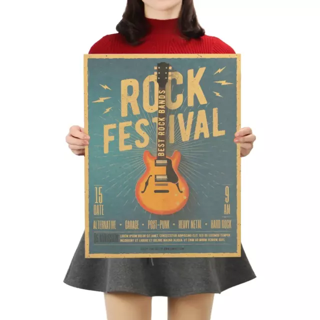 Rock Festival Music Guitar  Style Poster Bedroom Wall Poster Home Decor Modern R