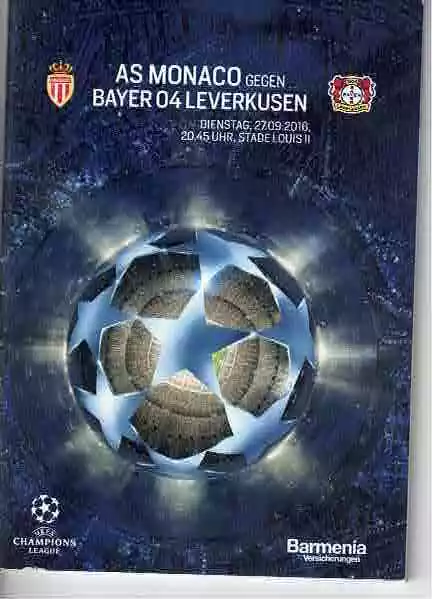 Fussball-Programmheft   16/17   EC    AS Monaco - Bayer 04 Leverkusen