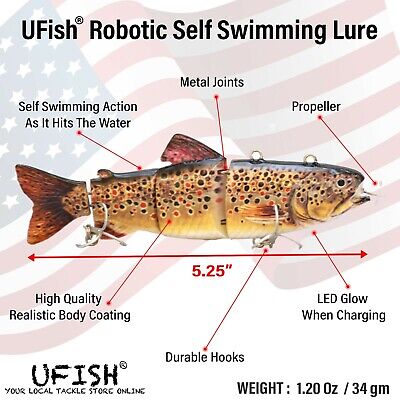 UFISH-  Electric Fishing Lure Tackle Robotic Crank Bass Pike Musky Walleye