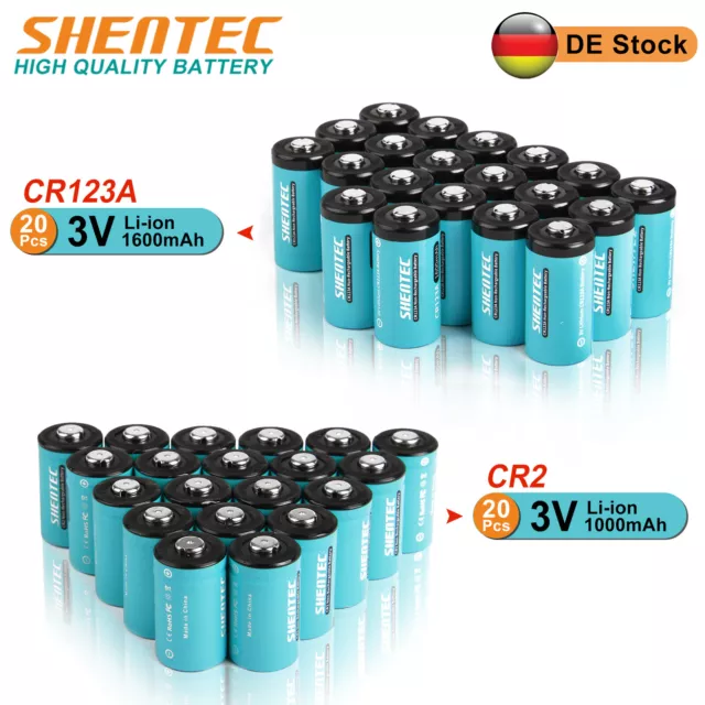 20x CR123A 1600mAh CR2 1000mAh 3V Li-ion Akku Dauerhaf Batterien Für Rauchmelde