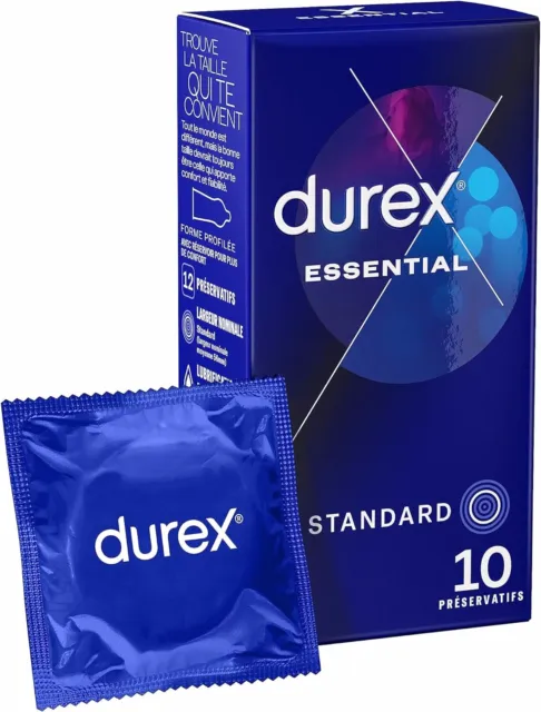 Durex ESSENTIAL - 10 Préservatifs Extra Lubrifiés – Confort et Sécurité