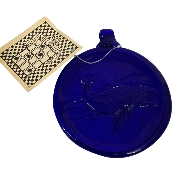 Colette Glass Designs Whale Suncatcher Cobalt Blue Recycled Glass 3 5/8"