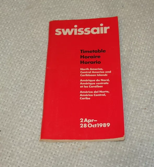 SWISSAIR AIRLINES 1989 TIMETABLE 2Apr-28Oct Schedule North America Central