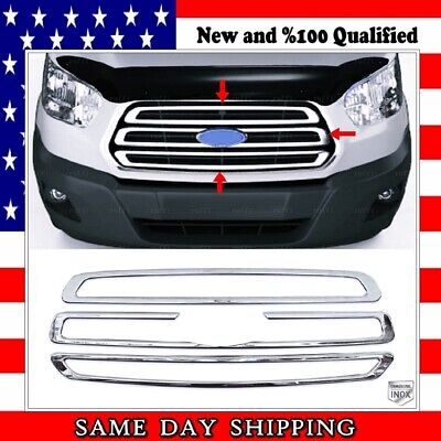 Chrome Front Grill 3 pcs STAINLESS STEEL For FORD TRANSIT 250 2015 to 2019