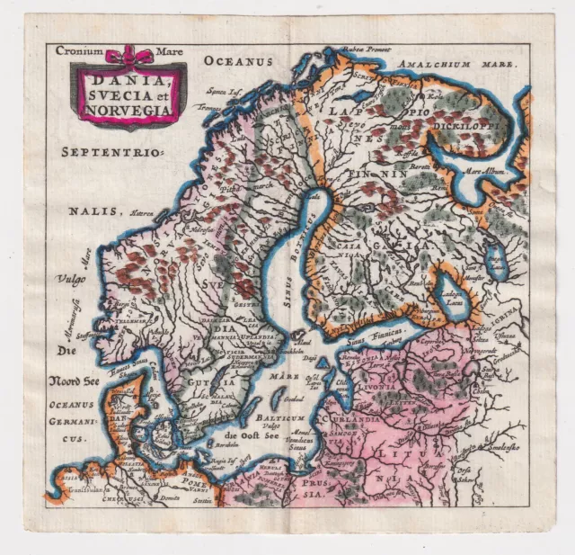 Philippus Cluverius (1580-1622), mappa della Norvegia, Svezia, Danimarca, 1686