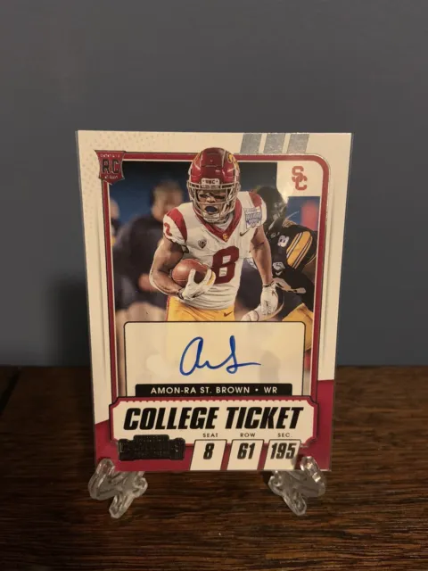 2021 Contenders Draft Picks Amon-Ra St. Brown College Ticket Rookie Auto RC #118