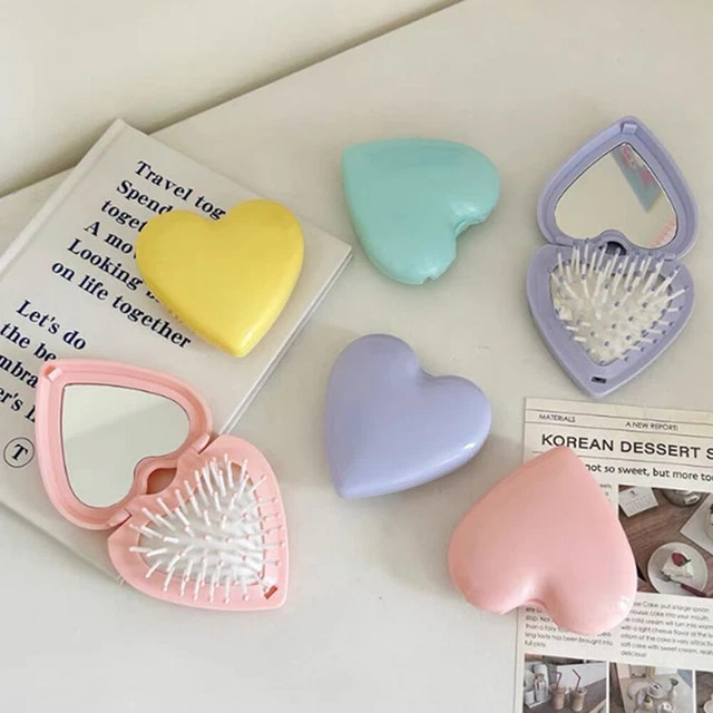 Cute cartoon Mini Fold Comb Airbag Massage Round Travel Hair Brush With Mirror