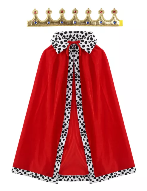 Kinder Jungen Mädchen König Königin Kostüm Umhang Mantel Krone Karneval Cosplay